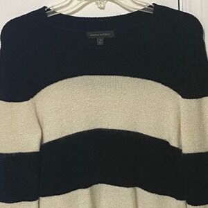 Banana Republic Wide Stripe Pullover Sweater Women M Nautical Preppy Mohair Wool